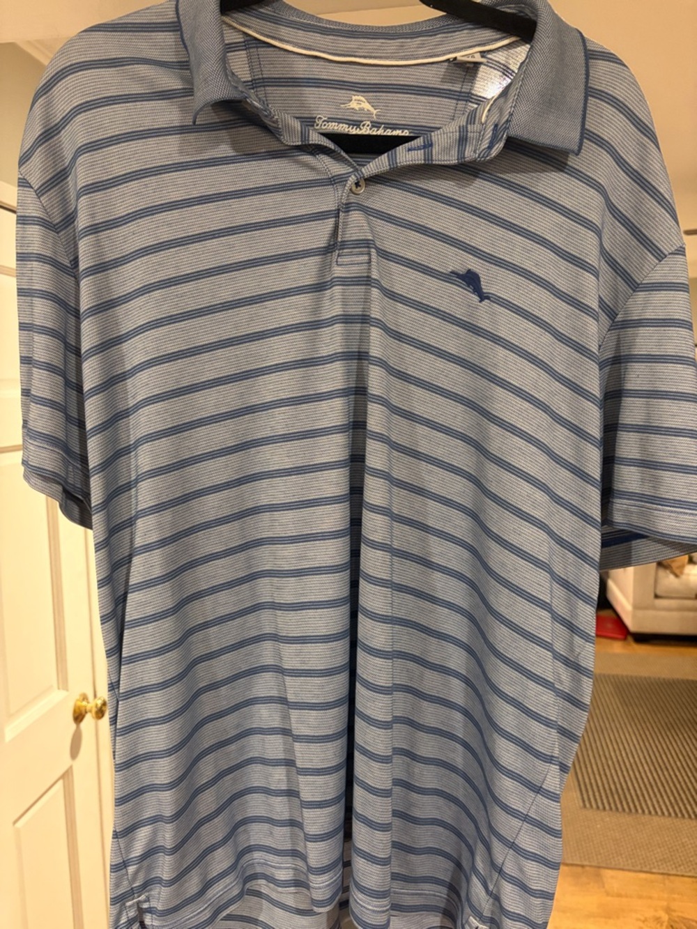 Tommy Bahama Light Blue & Navy Striped Polo